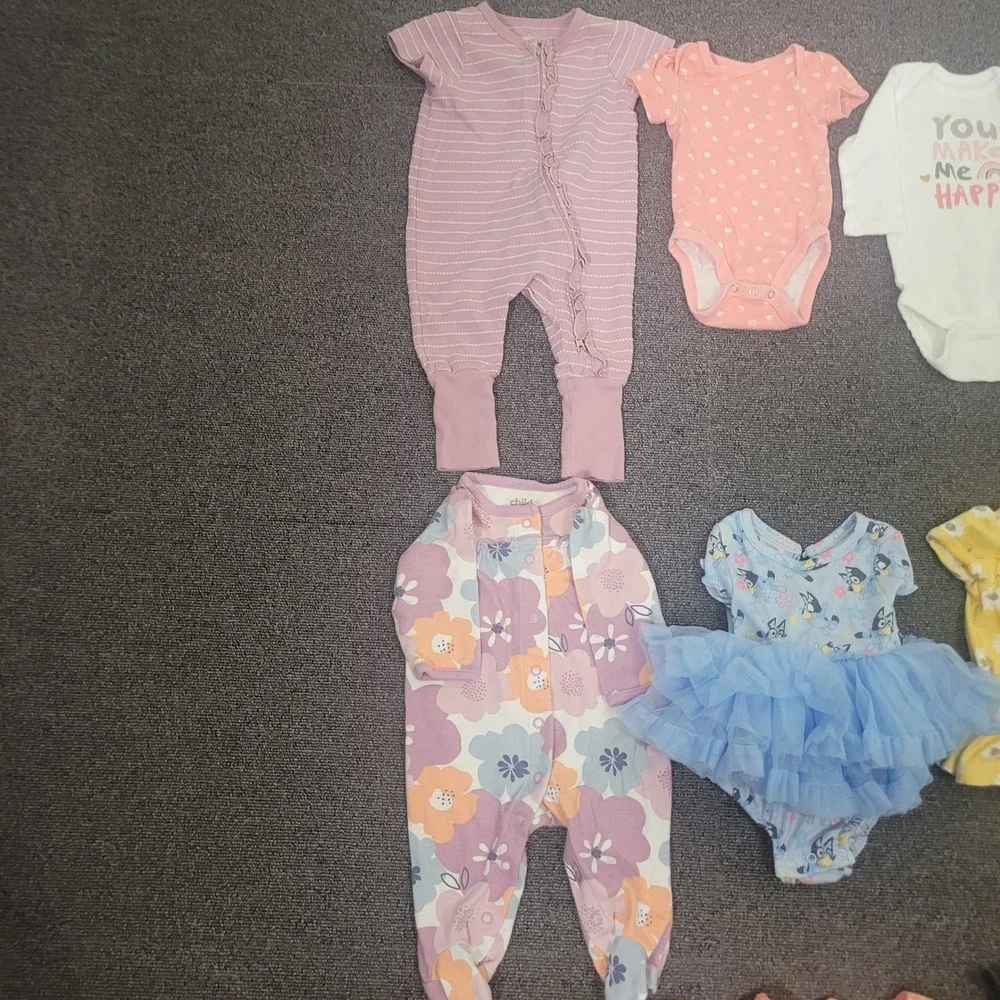 Various Brands Lot of 13 Size 0-3 Months One Pieces Lot Baby Girl Infant Bundle